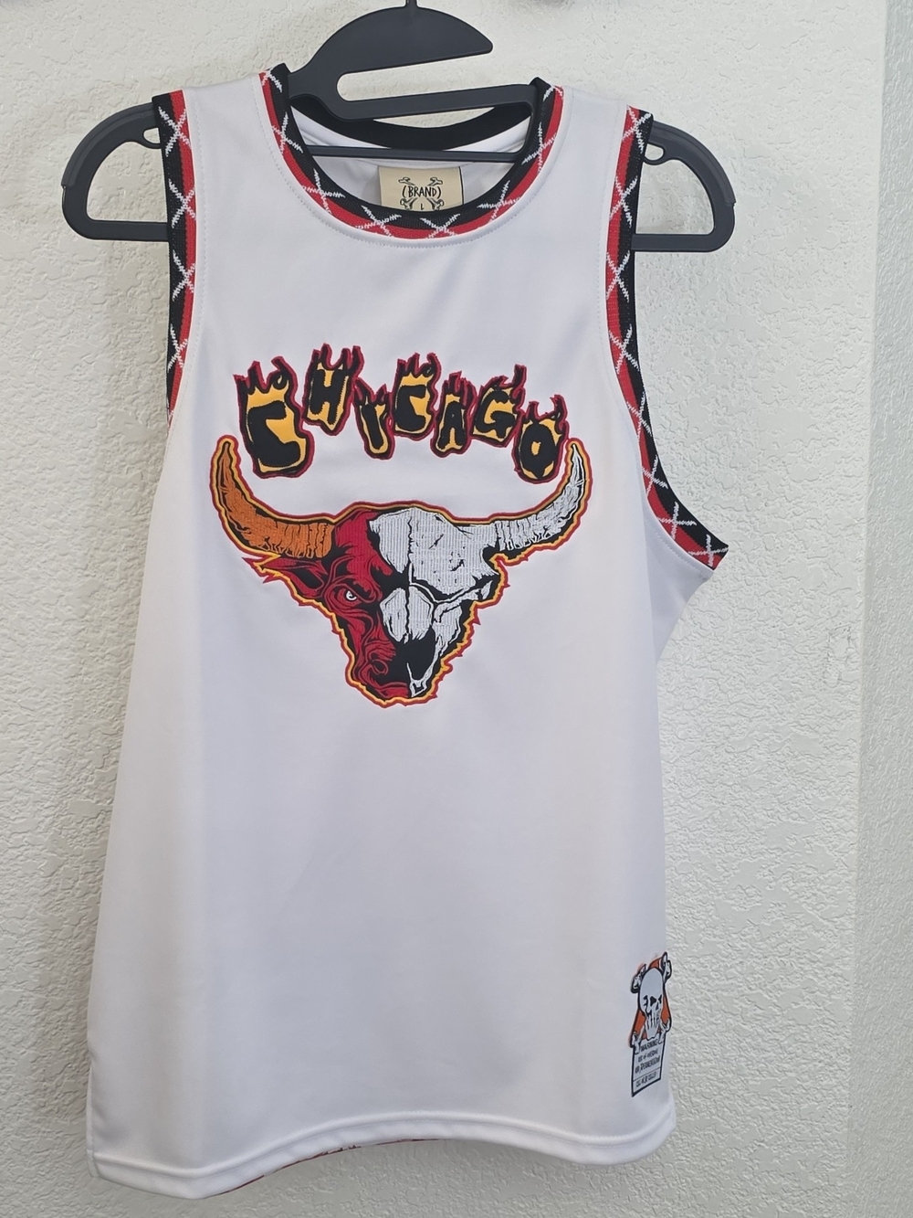Chicago Graphic Kids Basketball Jersey Tank - White with Red & Black